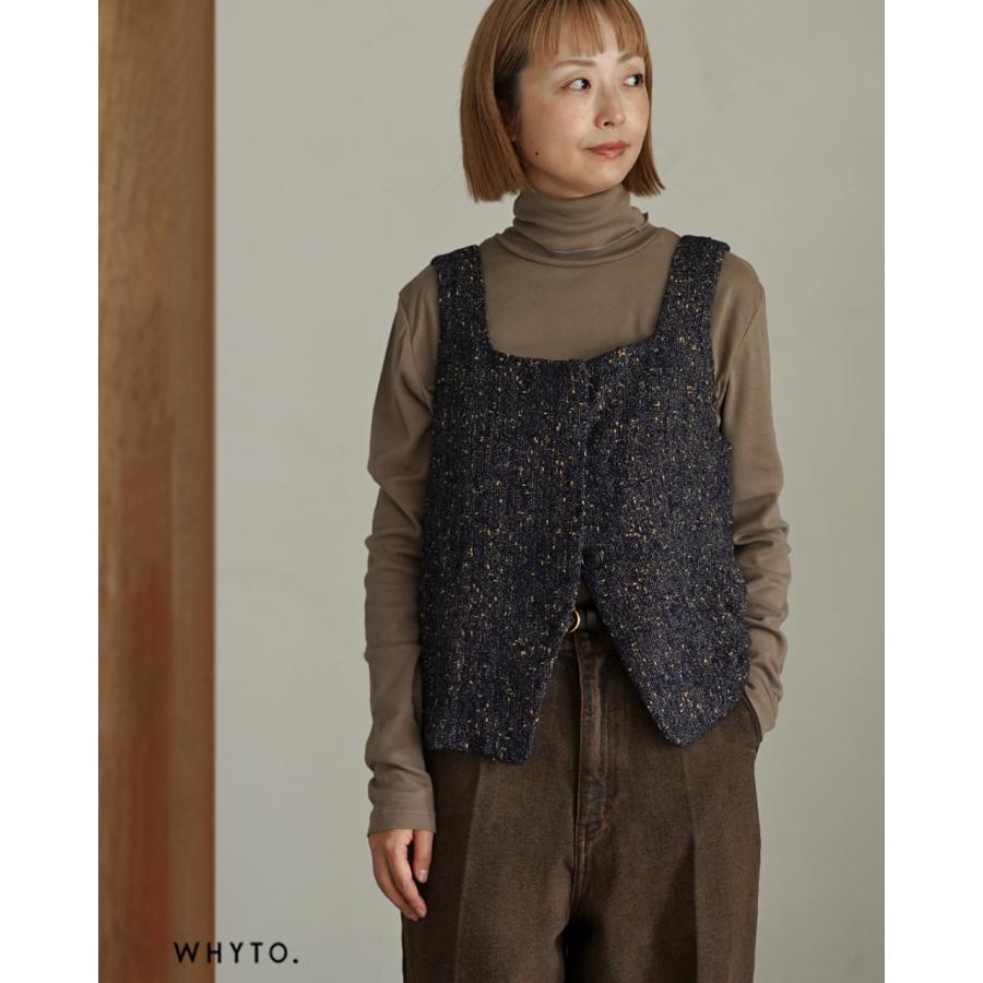 WOMAM撥水千鳥JQ ベスト　ネイビー×ホワイト セール】〈手洗い可能〉メタルボタンツイードニットベスト（ベスト