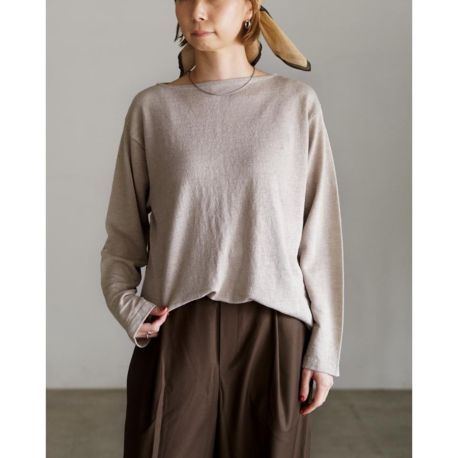トップス Yonetomi AMA LINEN BASQUE KNIT P/O 26ss Yonetomi NEW BASIC ヨネトミ 亜麻色 リネン バスクニット プル