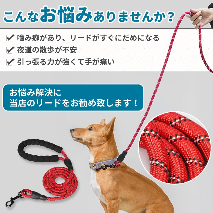 犬 リード 犬用 首輪 ロープ おしゃれ 長い 光る 丈夫 小型犬 中型犬 大型犬 夜 反射 頑丈 フック ロング 痛くない 散歩 |  | 01