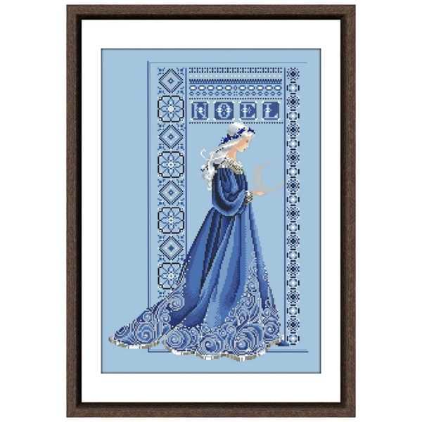 DIYクロスステッチ刺embroideryキット、スカイブルークロス、コットンスレッド、クリスマスキット、針仕事パッケージ、14カラット