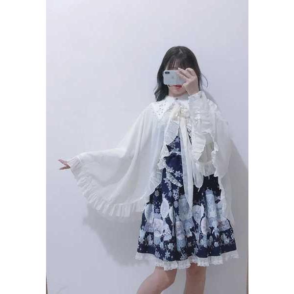 め*ー様 ケープジャケット、リボン付ブラウスの2点セット♪ 女性用シルクシフォンフード付きラップジャケット 蝶ネクタイ