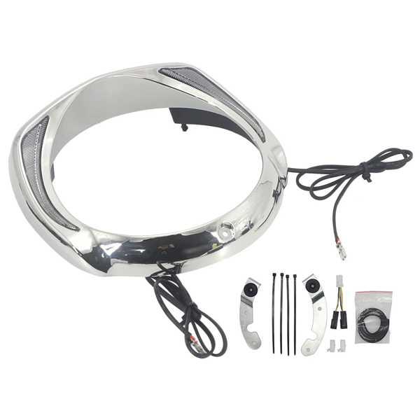 オートバイ用LEDヘッドライト,ハーレーツーリング用ベゼル