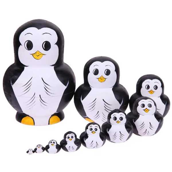 10ピース/セットペンギンパターンロシアマトリョーシカ人形バス 10ピース/セットペンギンパターンロシアマトリョーシカ人形バス