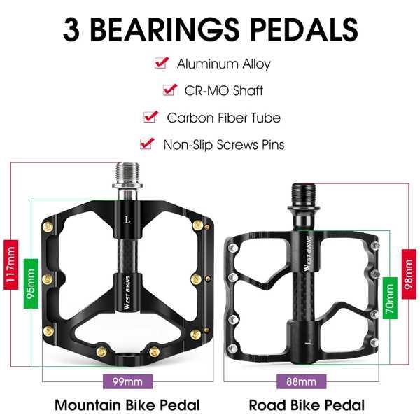 WEST BIKING-超軽量ロードバイクペダル 3ベアリング カーボン WEST BIKING-超軽量ロードバイクペダル 3ベアリング カーボン