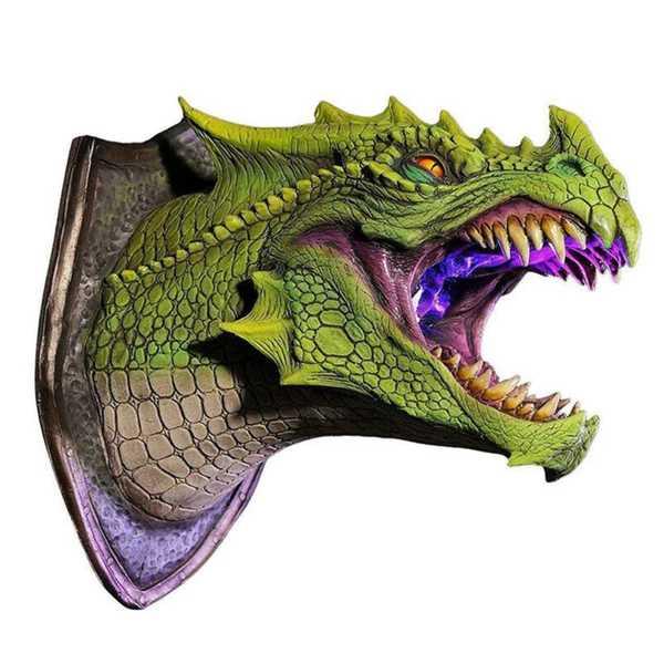 3D恐竜の頭のペンダント シミュレーション ドラゴン 樹脂の像 壁の吊り下げ ハロウィーン ホラー 家 シーンの装飾 アクセサリー｜crowdshop｜05