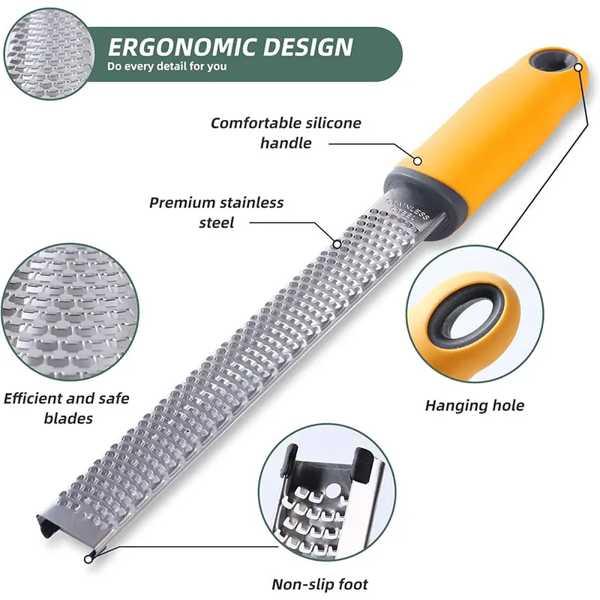 Professional Kitchen Cheese Grater & Zester with Non-Slip Handle Stainless Steel Lemon Zester Tools Classic Cheese Shredder｜crowdshop｜02