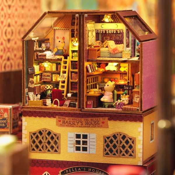 大人のための木製のドールハウス ミニチュアビルディング