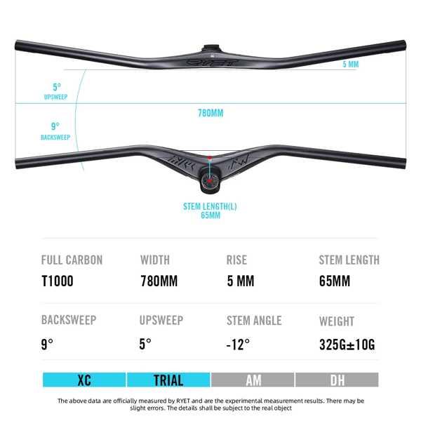 Ryet新mtbカーボンフルインナーケーブル統合ハンドルバー780 Ryet新mtbカーボンフルインナーケーブル統合ハンドルバー780