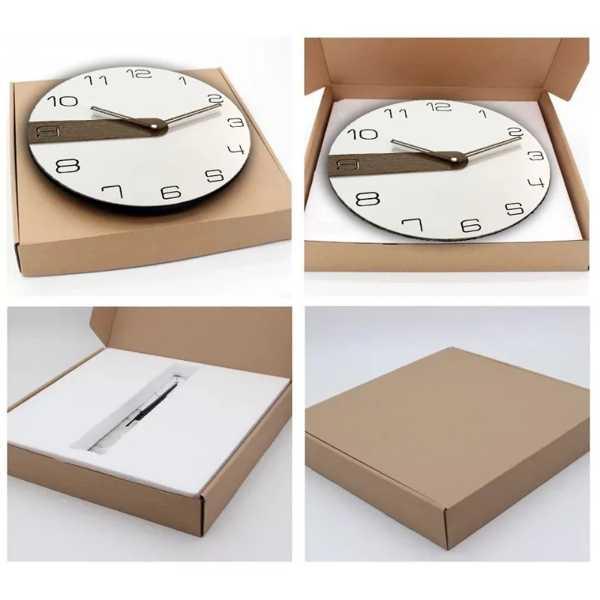 木製の白い掛け時計 高級二重層 立体の丸い時計 手作りの装飾 軽い｜crowdshop｜03