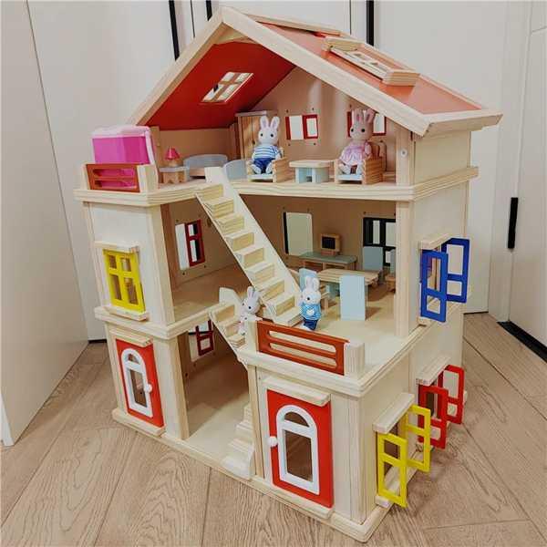 女の子のための木製シミュレーションプレイハウス 3つの