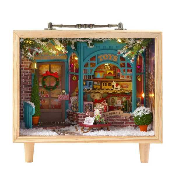 『1年保証』 ふた付きの木製ドールハウス クリエイティブな置物 家の家具 子供のおもちゃ 誕生日 クリスマスプレゼント