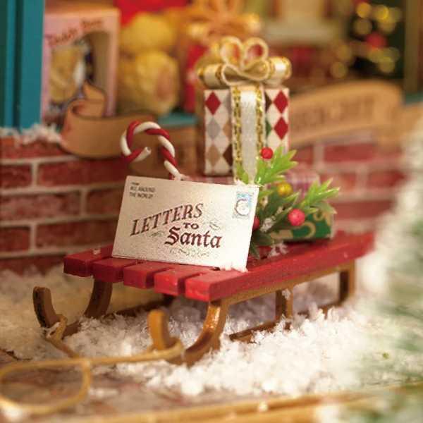『1年保証』 ふた付きの木製ドールハウス クリエイティブな置物 家の家具 子供のおもちゃ 誕生日 クリスマスプレゼント