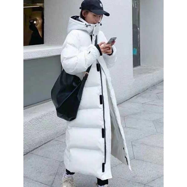 女性の特大ロングパーカー、ダウンパッドコート、厚手の暖かいジャケット、カジュアルなルーズフード付きアウターウェア、女性のファッション冬｜crowdshop｜03