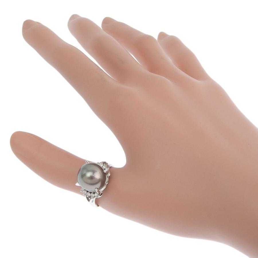 D0.20 リング・指輪12mm Pt900プラチナ×ブラックパール（黒蝶真珠  