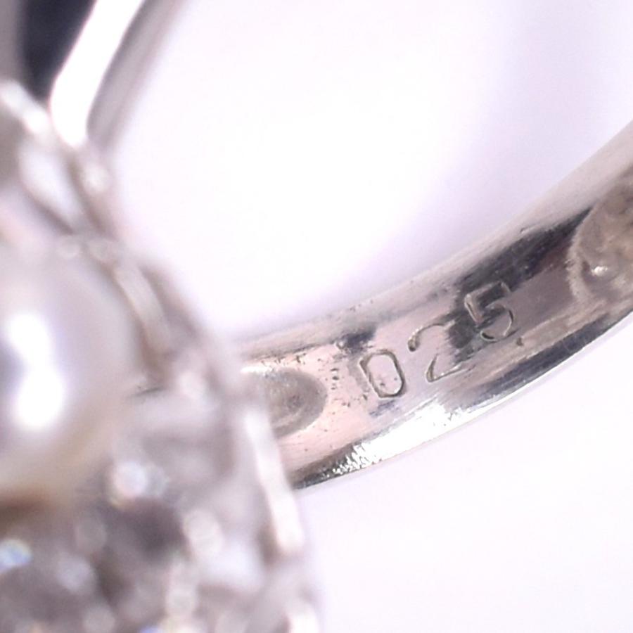 パール ダイヤモンド リング・指輪 Pt900プラチナ × 真珠 17号 