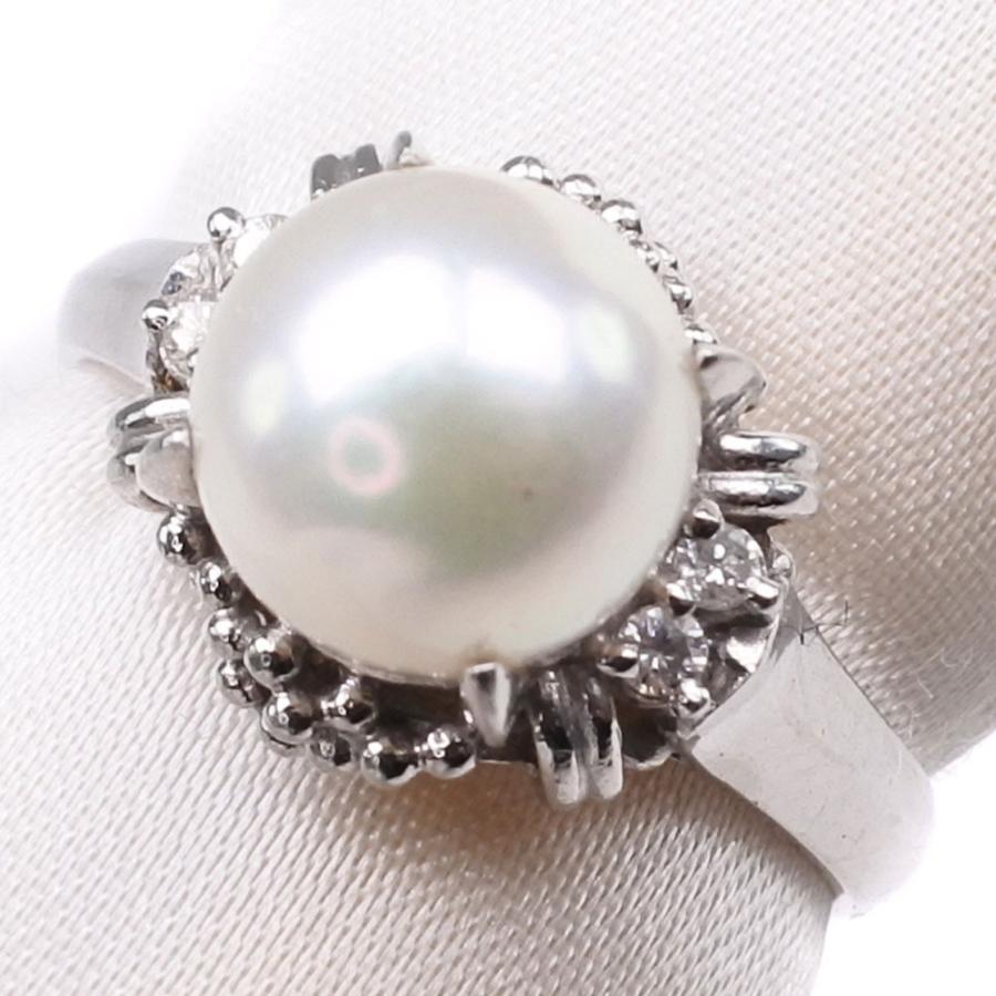 真珠 ダイヤモンド リング・指輪8.0 mm パール×Pt900プラチナ 11号 レディース【16222980】中古 :16222980
