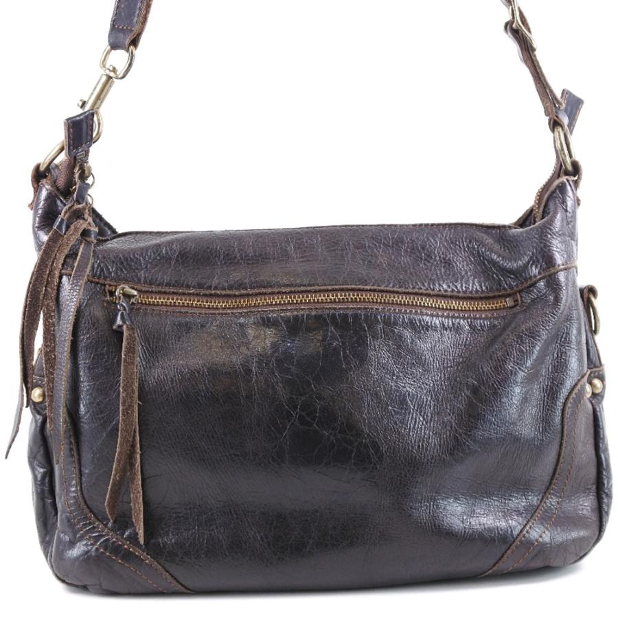 【本物保証】 美品 ラシット RUSSET ベルトデザイン ショルダーバッグ レザー 茶 russet（ラシット） ショルダーバッグ レザー 茶 ユニセックス