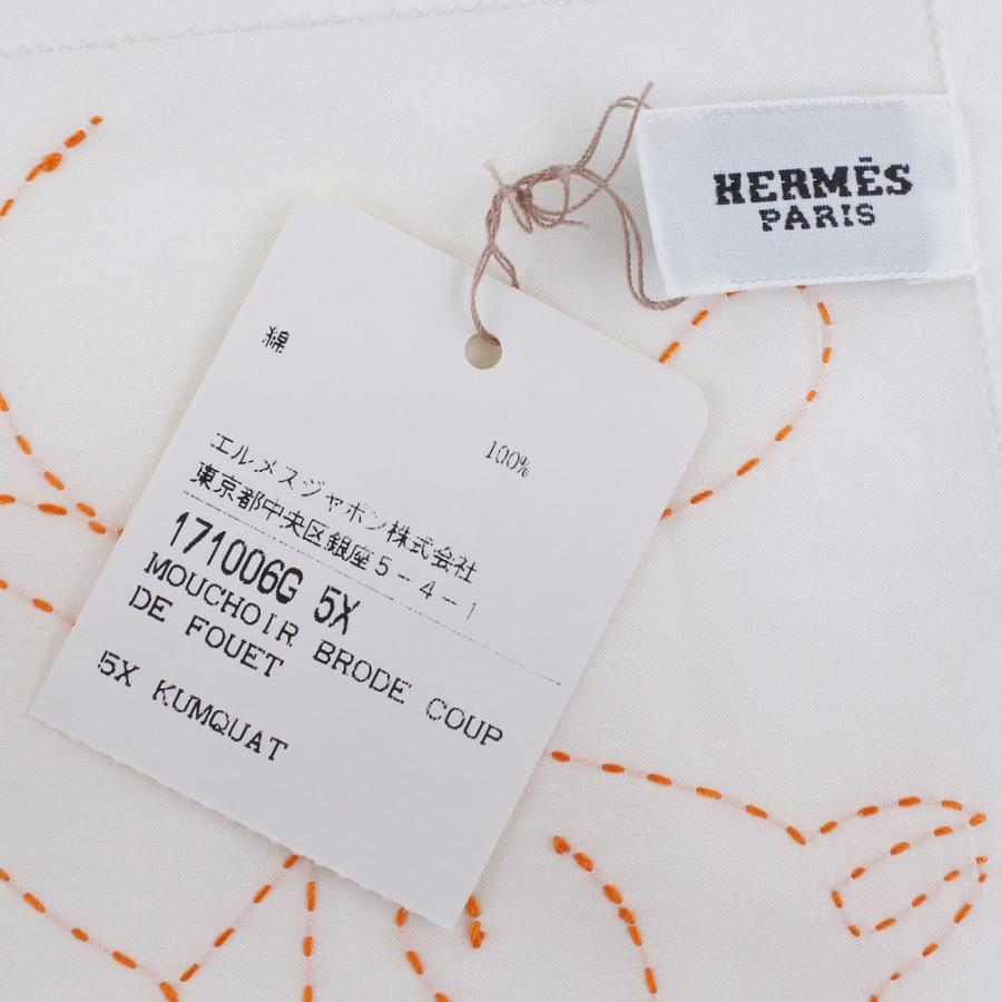 HERMES エルメス 171006G 5X ハンカチ コットン 白 レディース 