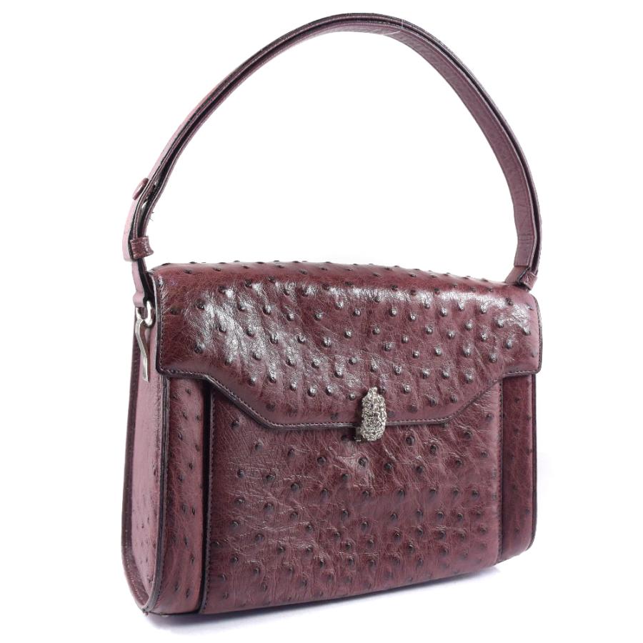 ショルダーバッグ オーストリッチ ボルドー/赤 レディース【21203004  