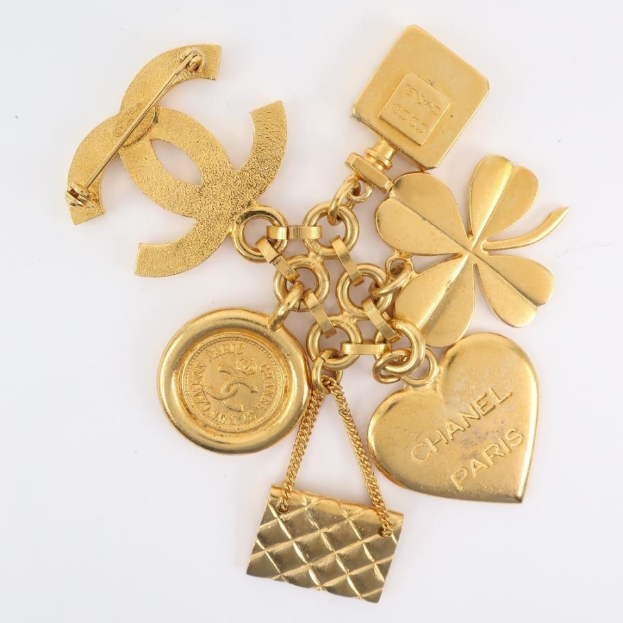 CHANEL シャネル ハート/クローバー/マトラッセ アイコン ヴィンテージ 95A ブローチ 金メッキ レディース【36010309】中古の画像