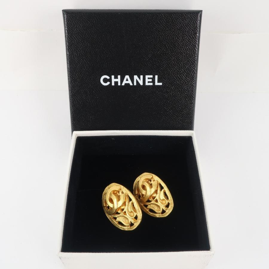 CHANEL（シャネル） オーバル ヴィンテージ 95A イヤリング 金メッキ 