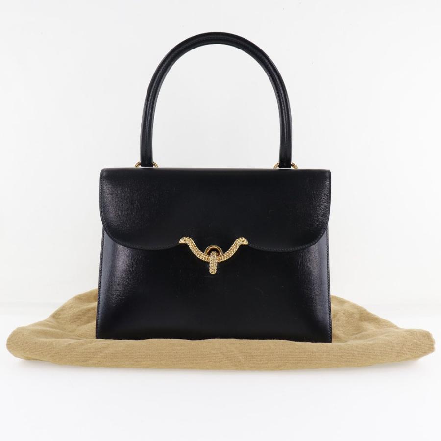 HERMES エルメス ヴァスコ ハンドバッグ ボックスカーフ 黒 HERMES エルメス ヴァスコ ハンドバッグ ボックスカーフ 黒