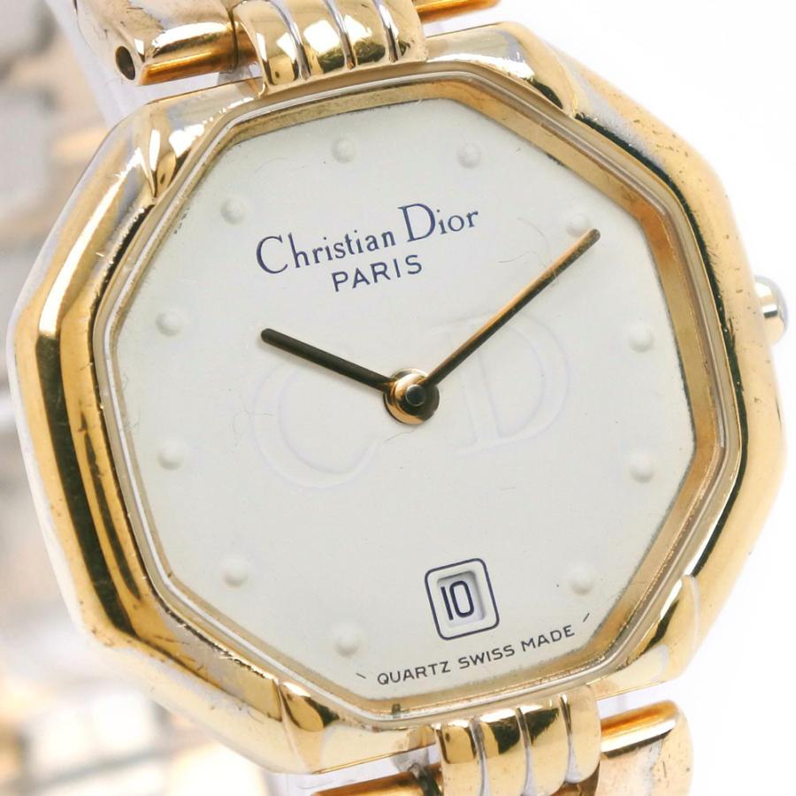 Dior クリスチャンディオール オクタゴン D48-133 腕時計 SS×金メッキ ゴールド クオーツ アナログ表示【53030344】中古