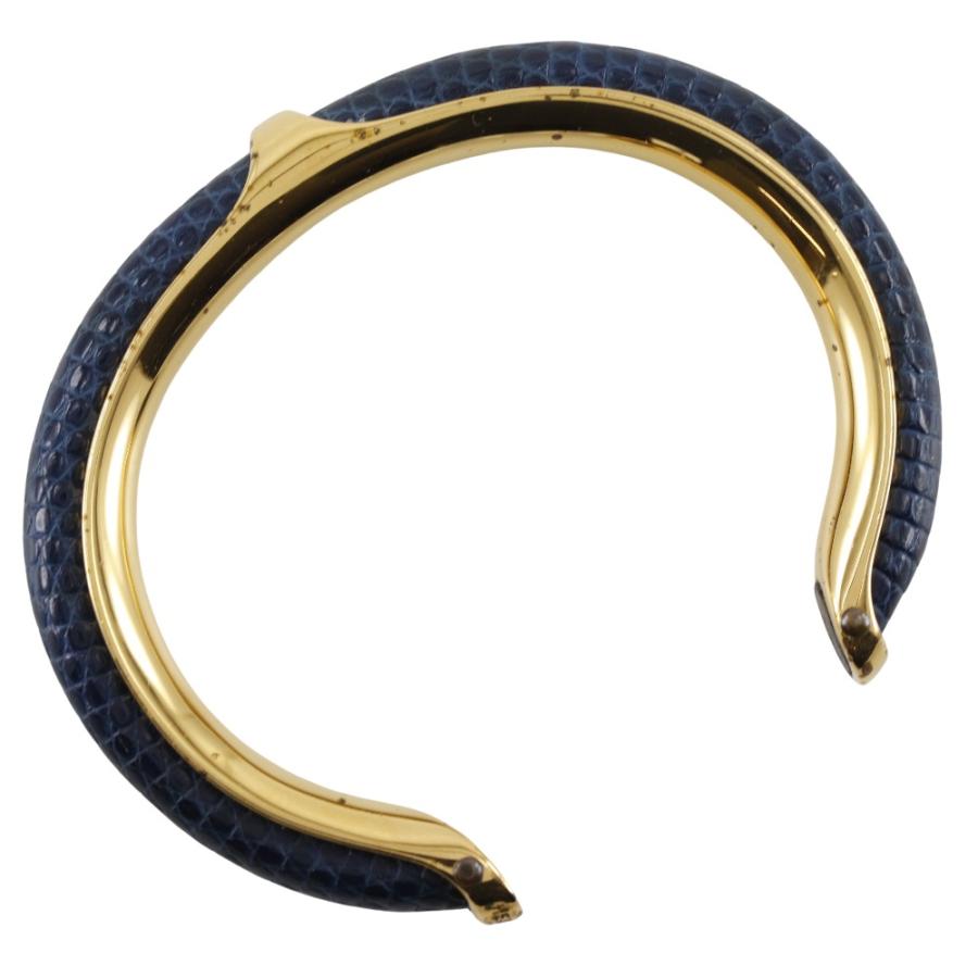 HERMES（エルメス） バングル 金メッキ×リザード ゴールド レディース