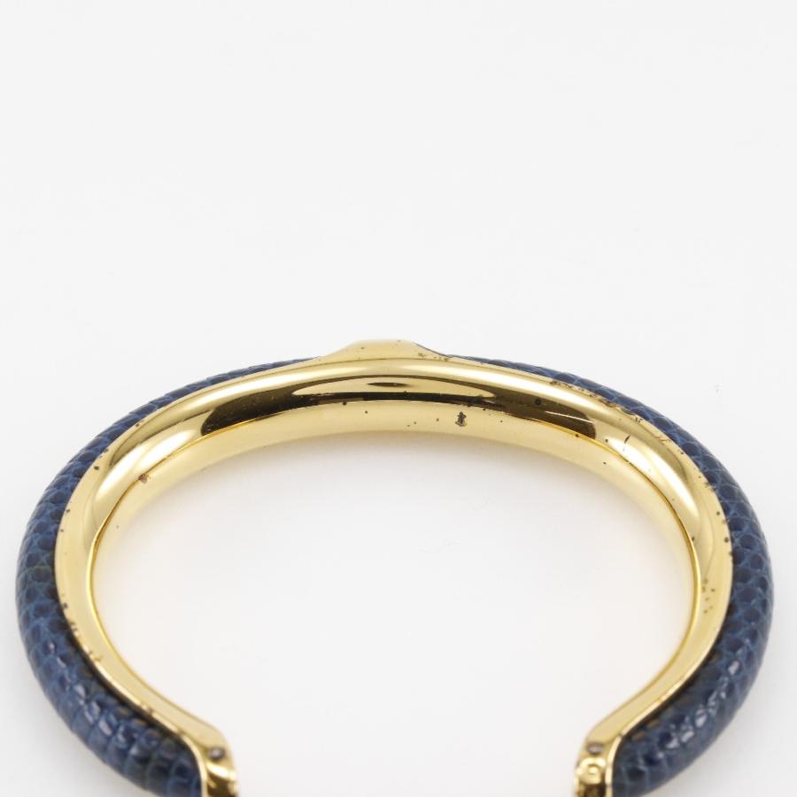 HERMES（エルメス） バングル 金メッキ×リザード ゴールド レディース