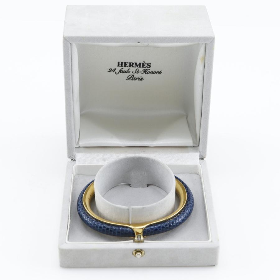 HERMES（エルメス） バングル 金メッキ×リザード ゴールド レディース
