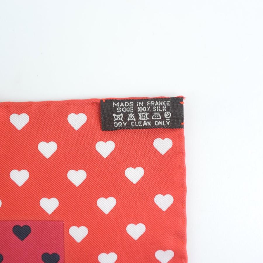 HERMES（エルメス） カレ42 ハート スカーフ シルク 赤 レディース