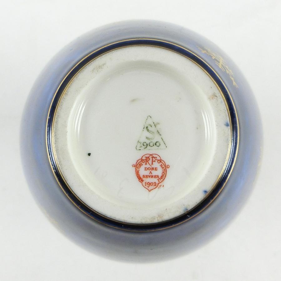 SEVRES セーブル 佛蘭西 フランス セーブル窯 花瓶 瑠璃金彩 クラウテッドブルー 最高級アンティーク 1900年 【56140311-1】中古_6