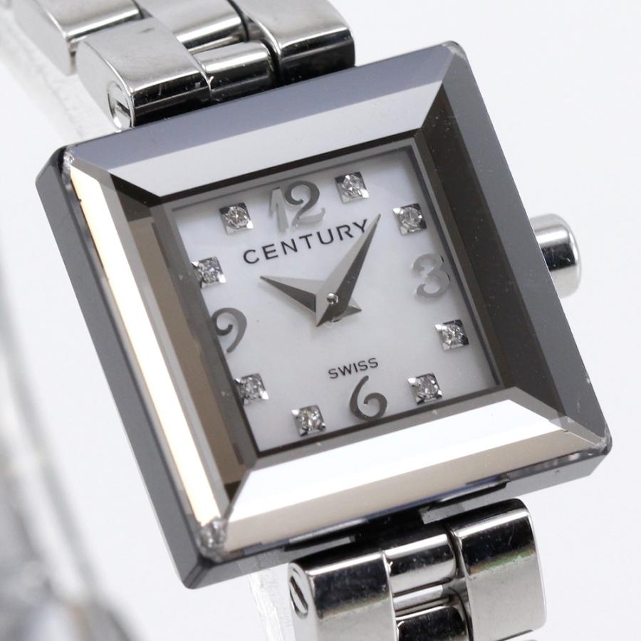 中古 センチュリー CENTURY - ホワイトシェル /ダイヤモンド レディース 腕時計 センチュリー CENTURY タイムジェム ダイヤ シェル コンビ K18