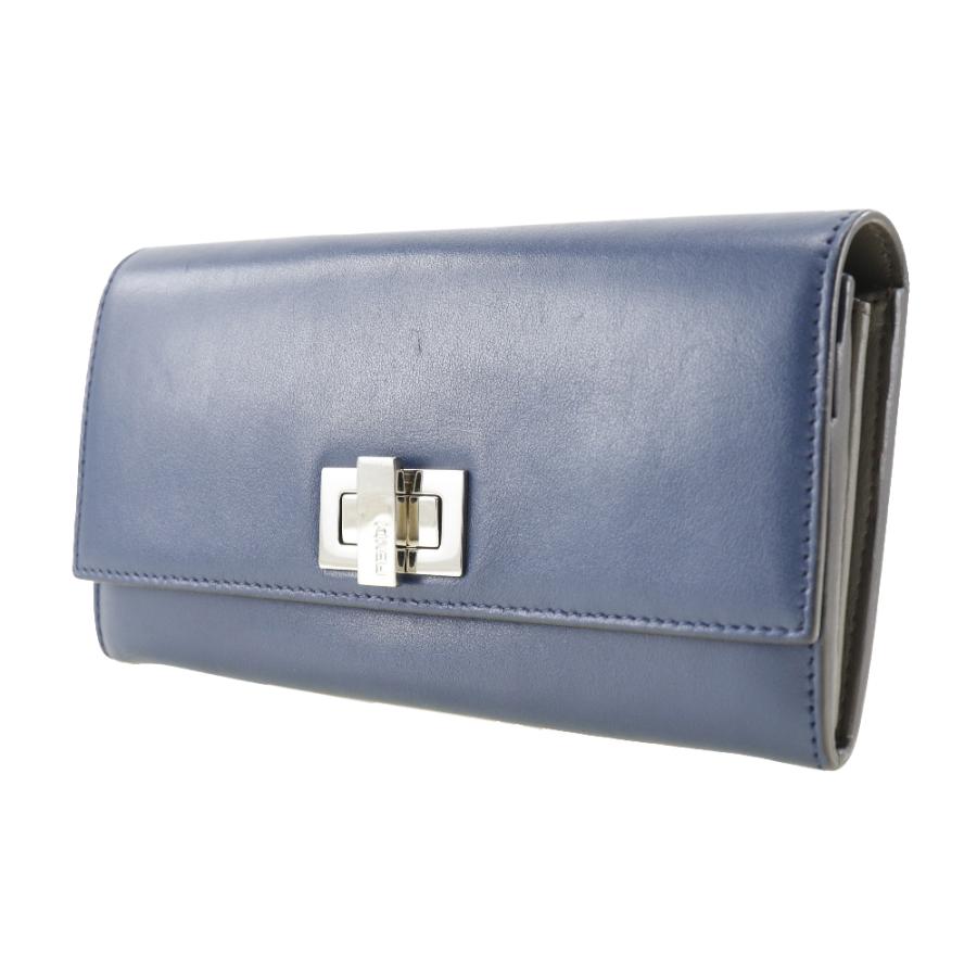 FENDI（フェンディ） ピーカブー 8M0377 長財布 カーフ ネイビー 