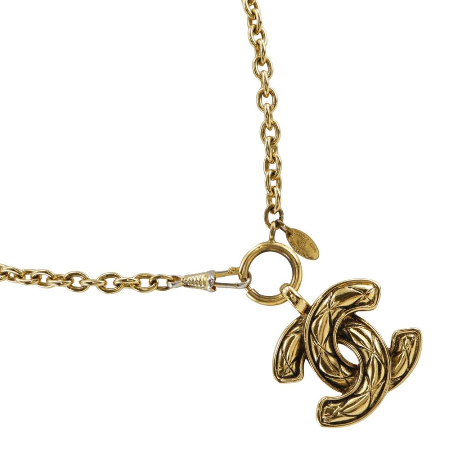CHANEL シャネル ココマーク マトラッセ ネックレス 金メッキ ゴールド 