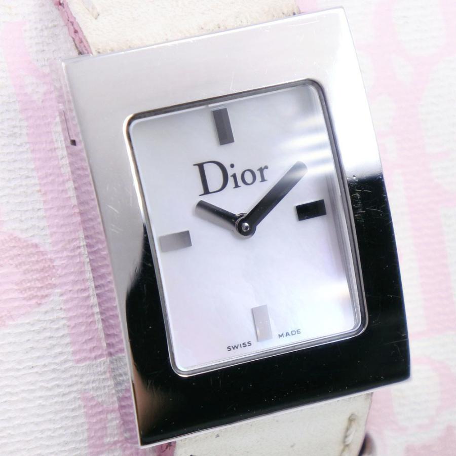 Dior クリスチャンディオール マリス D78-109 腕時計 SS×レザー 白 