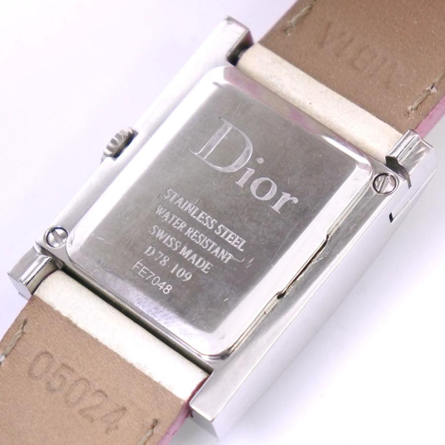 Dior クリスチャンディオール マリス D78-109 腕時計 SS×レザー ピンク 