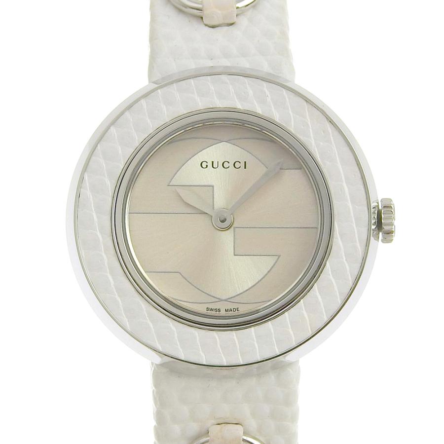 GUCCI グッチ Uプレイ 129.5 腕時計 SS×リザード シルバー GUCCI グッチ Uプレイ 129.5 腕時計 SS×リザード シルバー