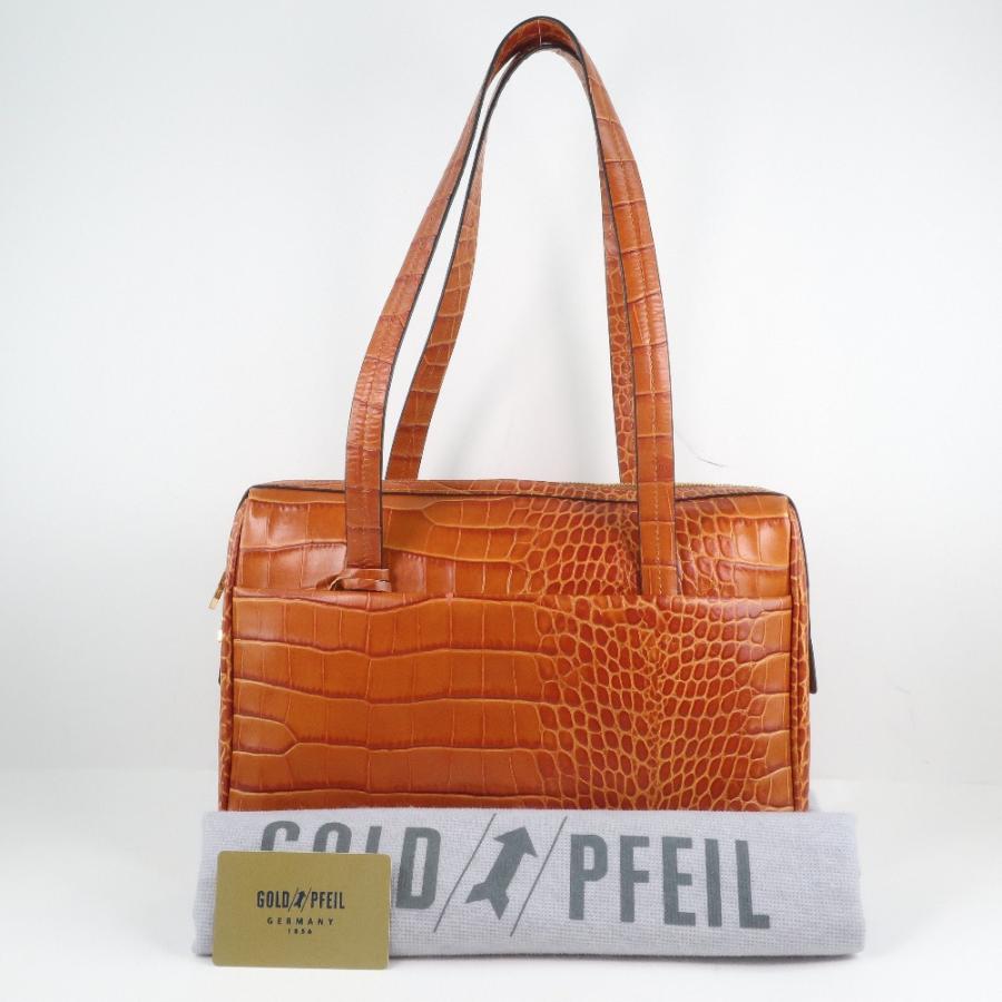 GOLD PFEIL（ゴールドファイル） トートバッグ クロコダイル 茶 