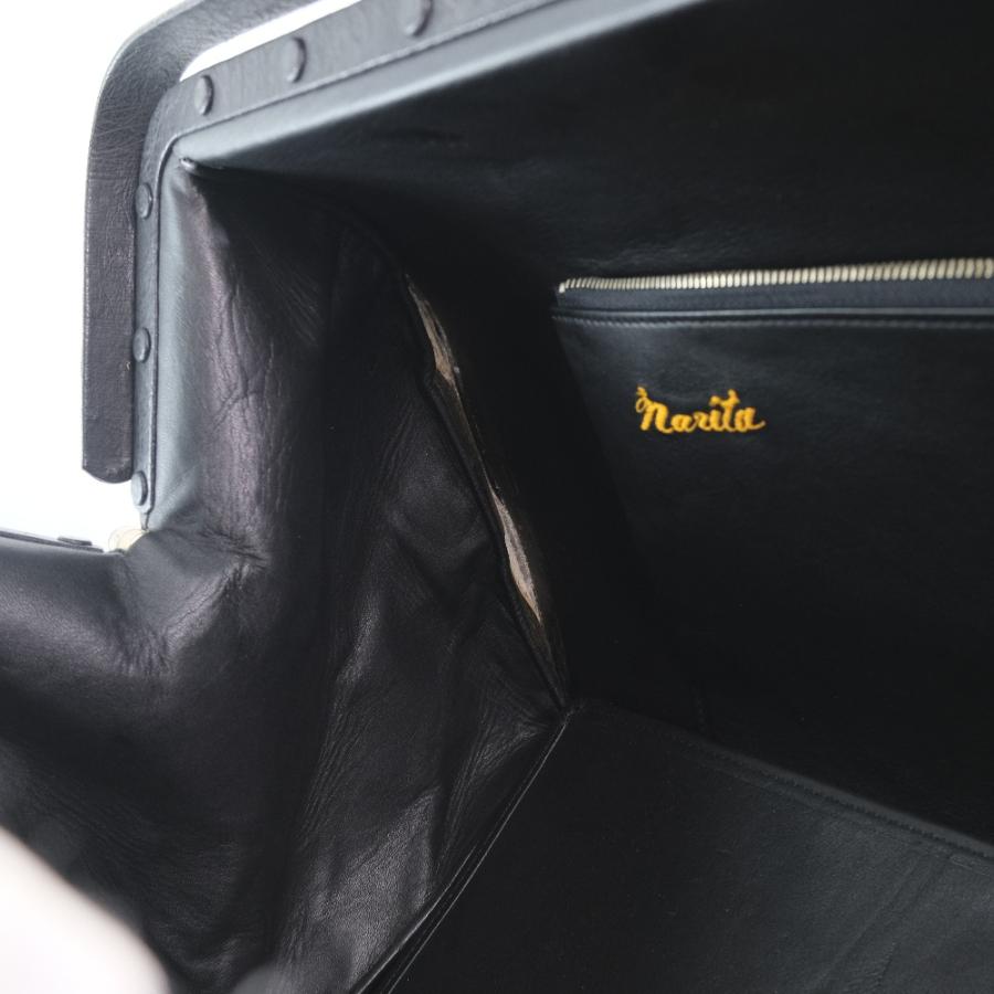 ドクターバッグ オーストリッチ ボストンバッグ 黒 ユニセックス