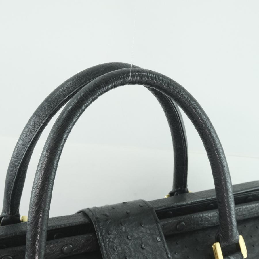 ドクターバッグ オーストリッチ ボストンバッグ 黒 ユニセックス