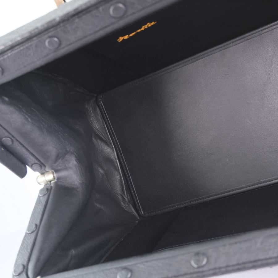 ドクターバッグ オーストリッチ ボストンバッグ 黒 ユニセックス