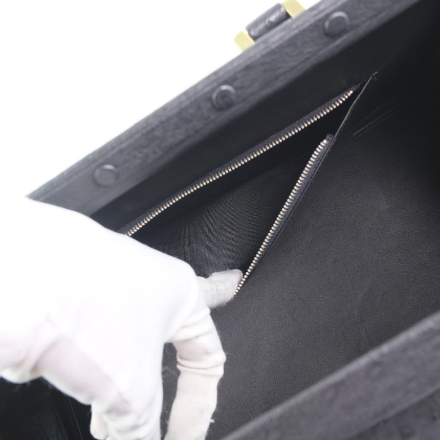 ドクターバッグ オーストリッチ ボストンバッグ 黒 ユニセックス