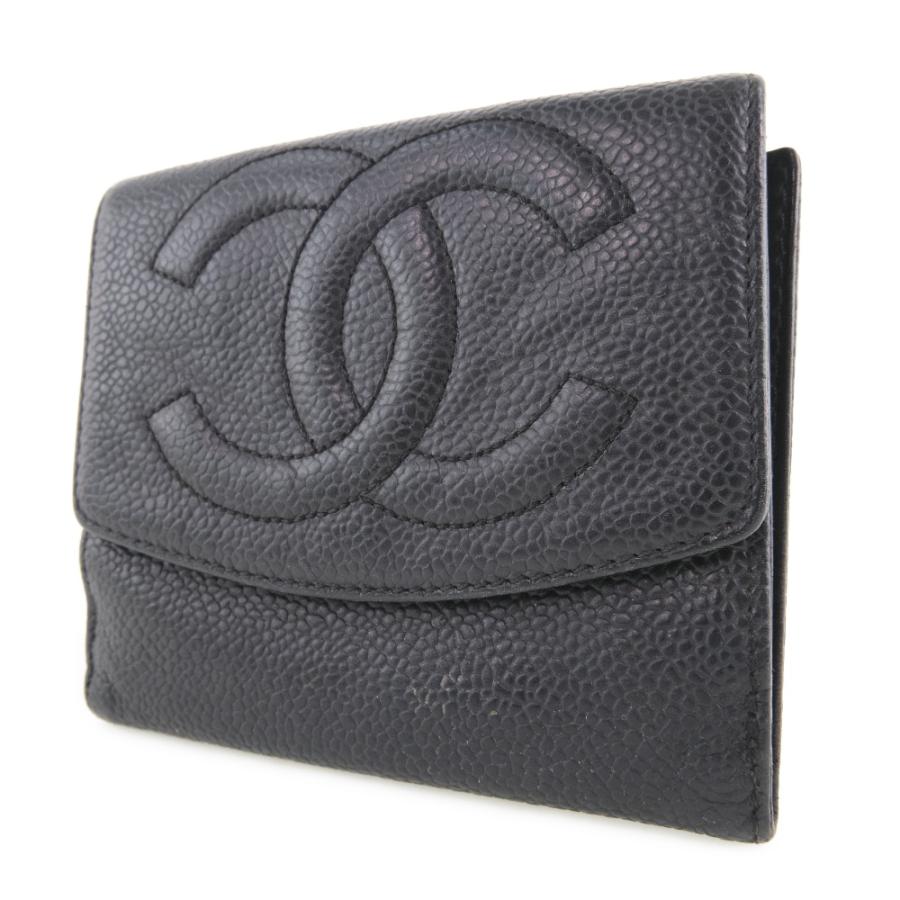 CHANEL シャネル ダブルホック ココマーク 二つ折り財布 マット
