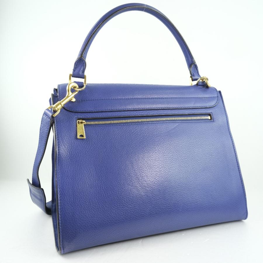 CELINE セリーヌ トラペーズ 2WAYショルダー ハンドバッグ カーフ 青 