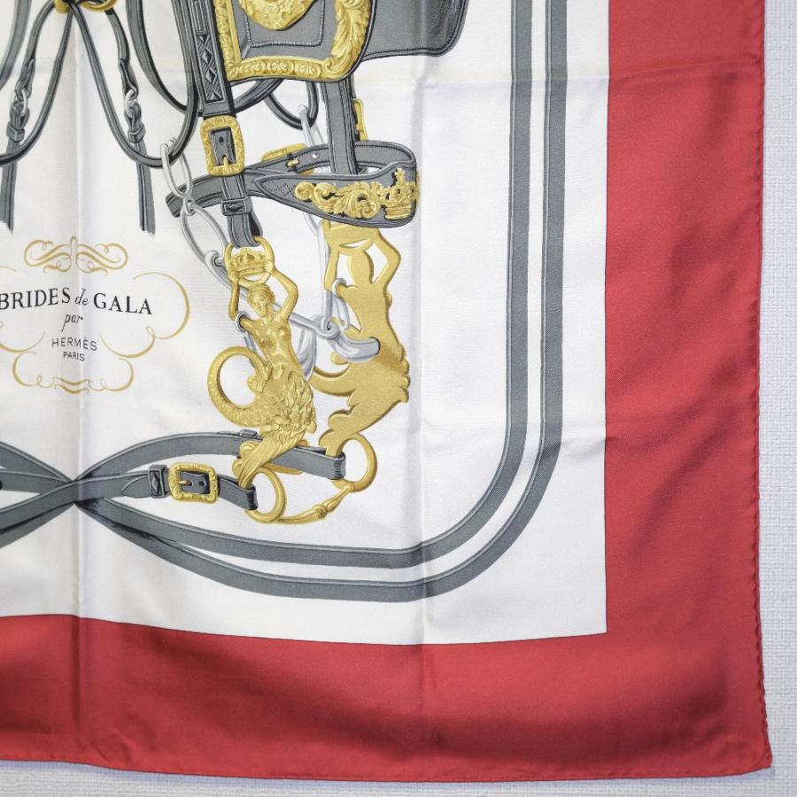 HERMES BRIDES & GALA シルクスカーフ カレ HERMES（エルメス） カレ90 BRIDES de GALA スカーフ シルク 白