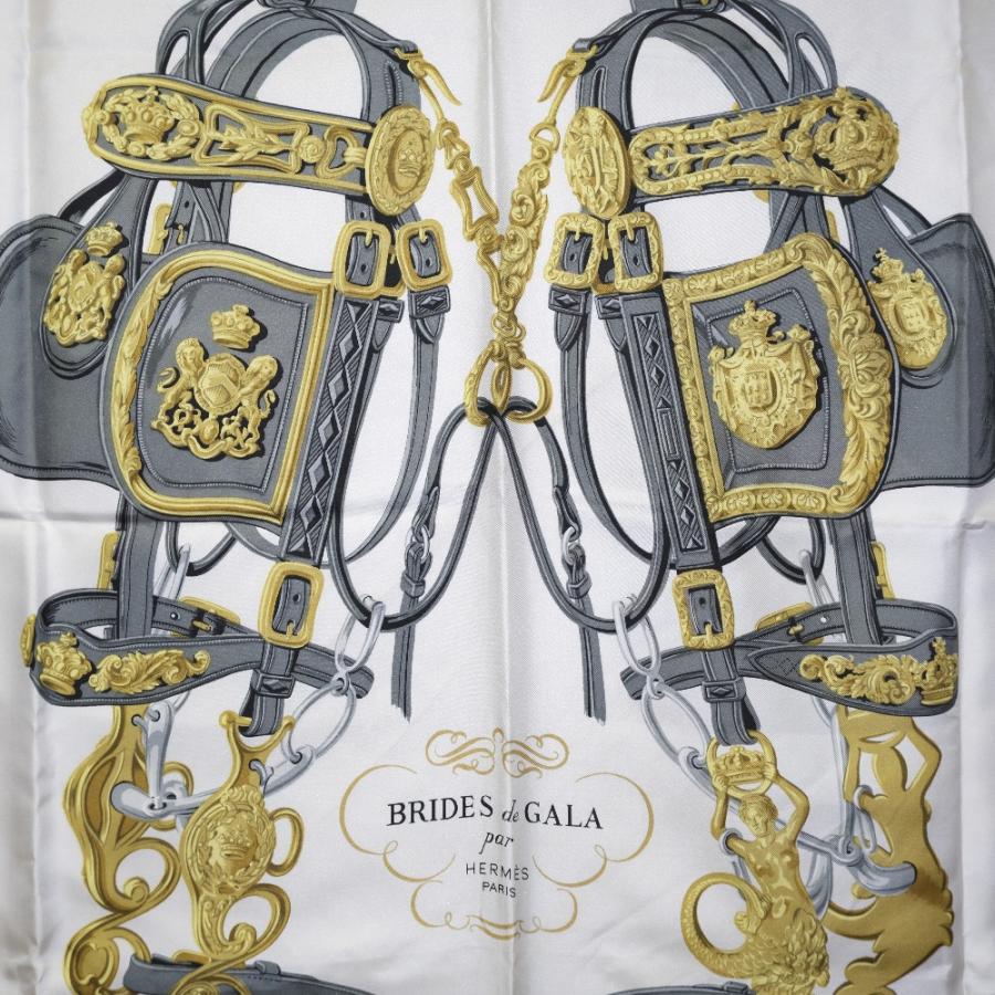 HERMES（エルメス） カレ90 BRIDES de GALA スカーフ シルク 白 
