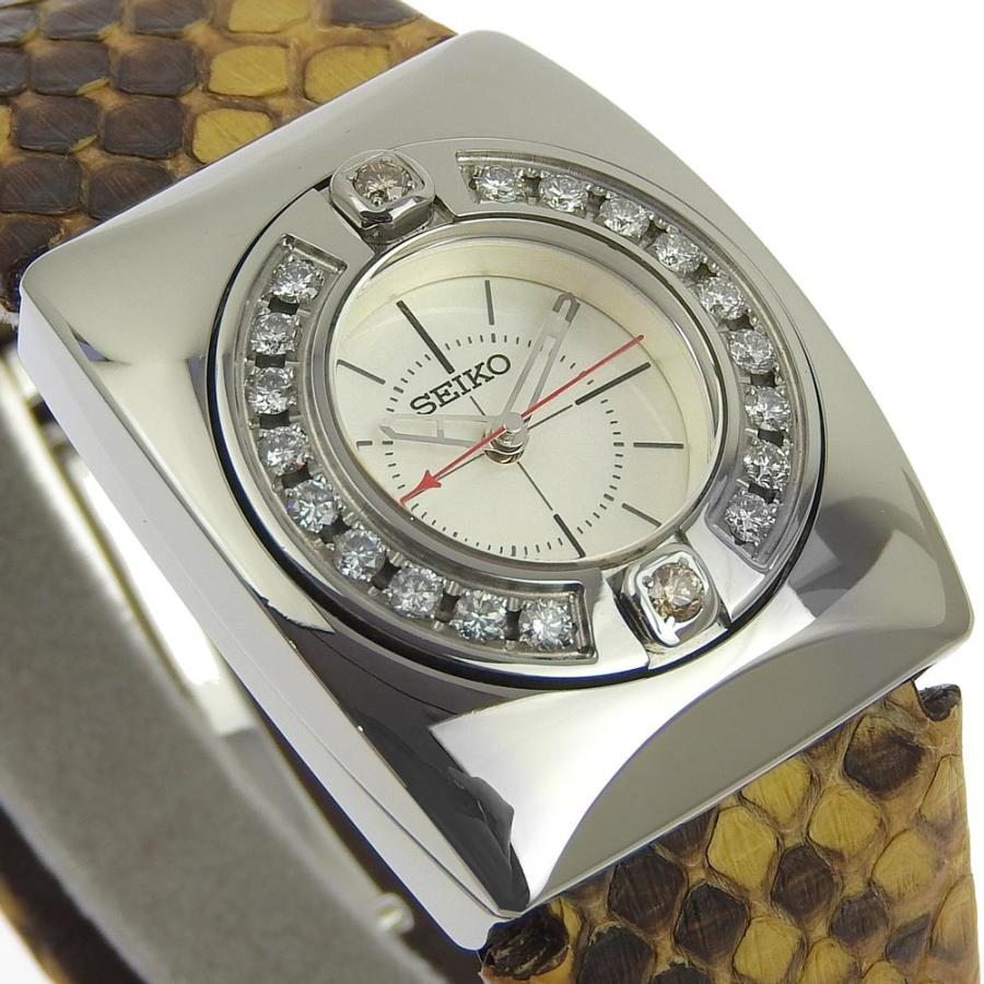 SEIKO（セイコー） エム 18Pダイヤモンド 腕時計 SS×パイソン×2P