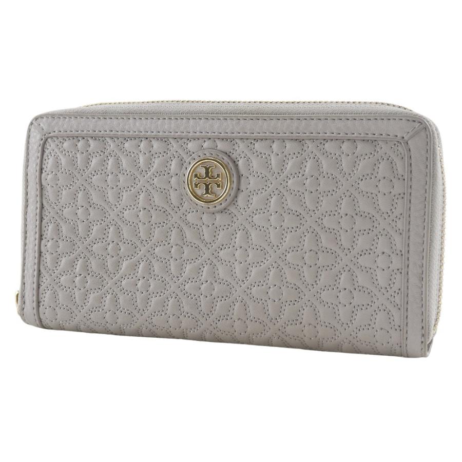 トリーバーチ 長財布 ラウンドファスナー 象柄 レザー グレー TORY BURCH（トリーバーチ） 美品【訳有】トリーバーチ ラウンド