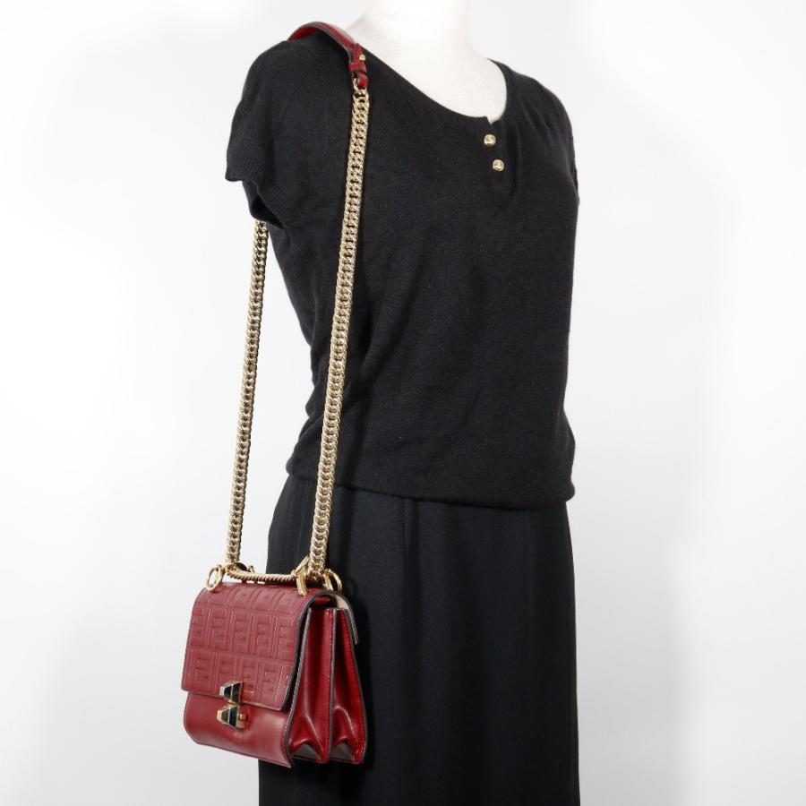 FENDI フェンディ ミニキャナイ 8M0381 A417 ショルダーバッグ カーフ 赤 レディース【G212024002】中古の画像